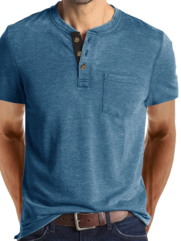 Men's Henley T-Shirt with Chest Pocket