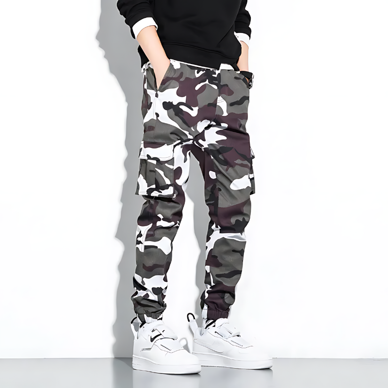 Men's Camouflage Cargo Joggers with Cuffed Hem