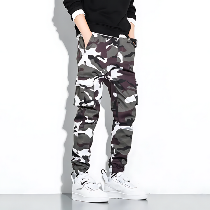 Men's Camouflage Cargo Joggers with Cuffed Hem