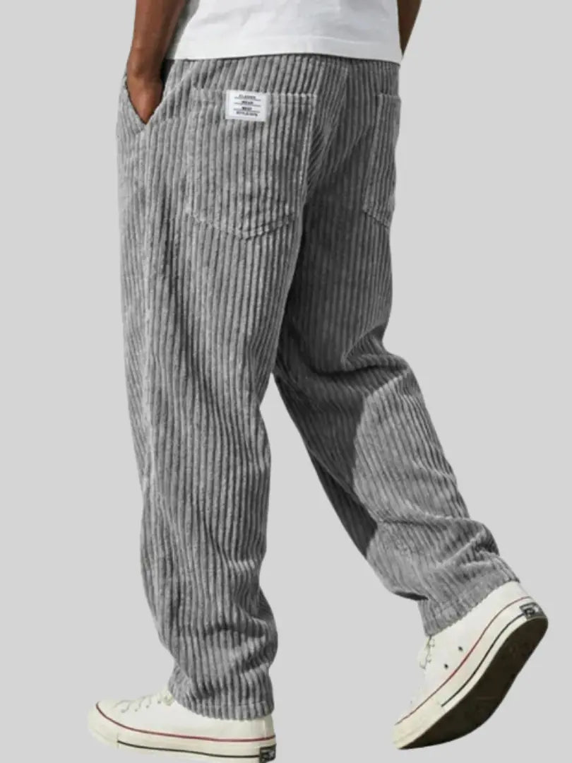 Men's Corduroy Wide-Leg Trousers with Patch Pocket