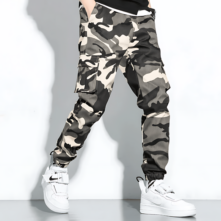 Men's Camouflage Cargo Joggers with Cuffed Hem