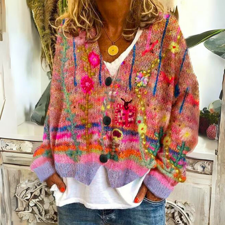 Women's Floral Embroidered Knit Cardigan