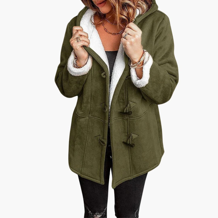 Women's Sherpa Lined Toggle Coat with Hood