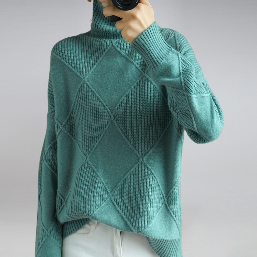 Women's Textured Roll Neck Knit Jumper
