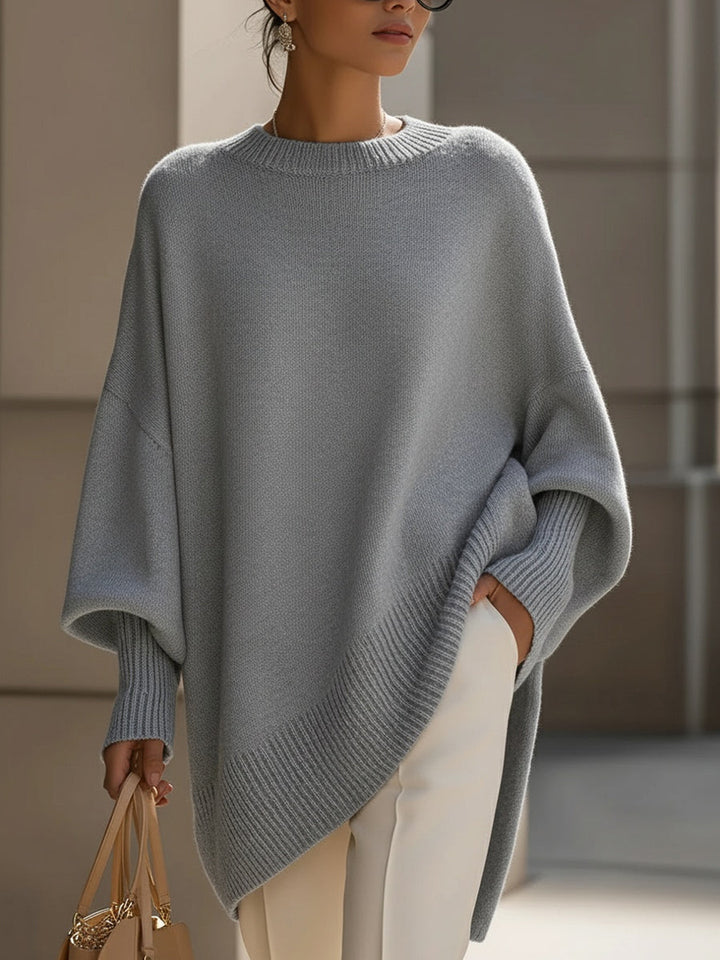 Pull oversize pour femme en mélange de laine avec ourlet asymétrique