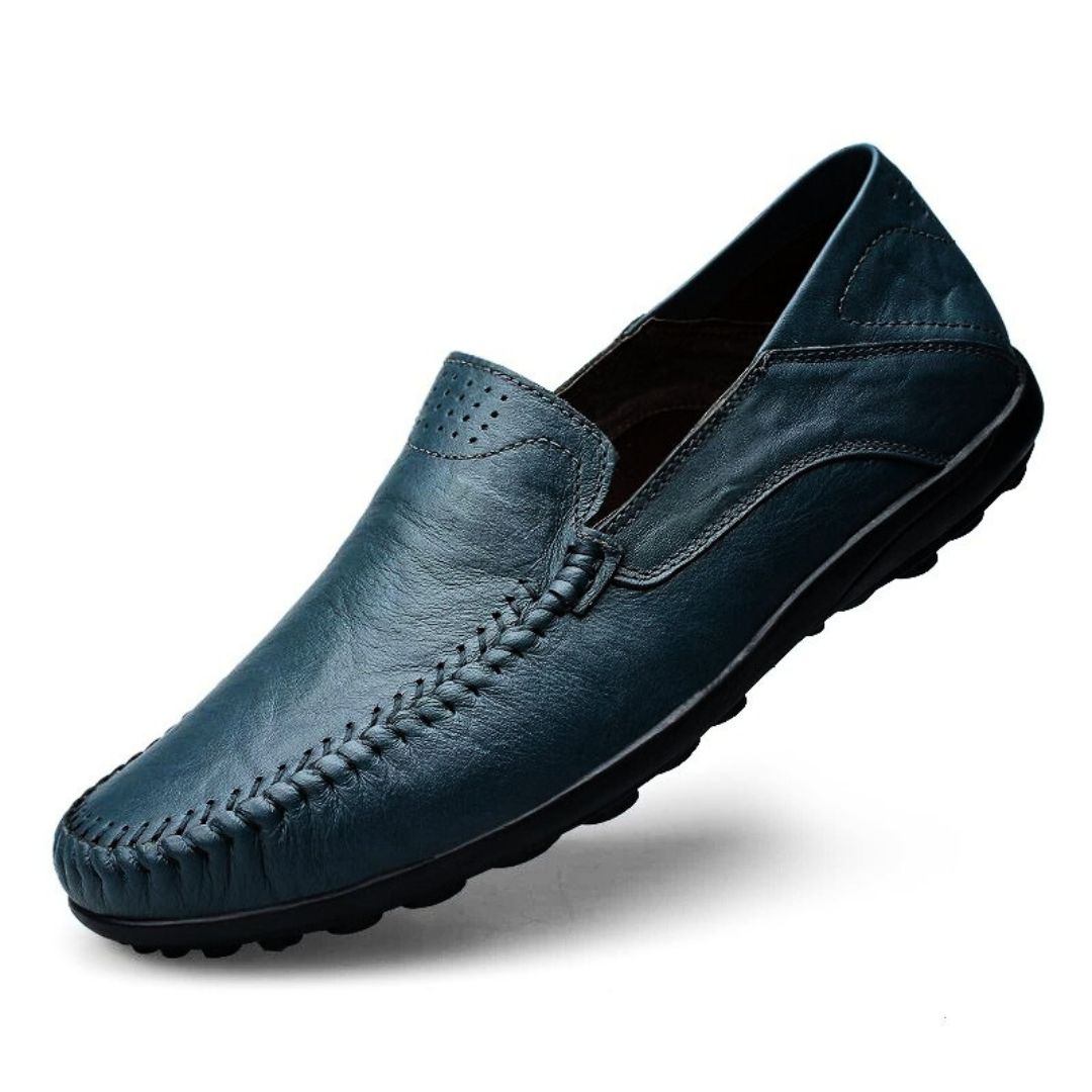 Men's Leather Moccasin Loafers with Flexible Sole
