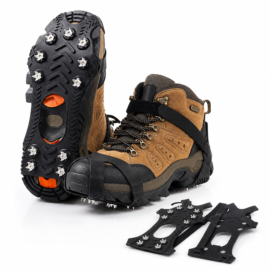11-Spike Stainless Steel Ice Cleats with Velcro Strap