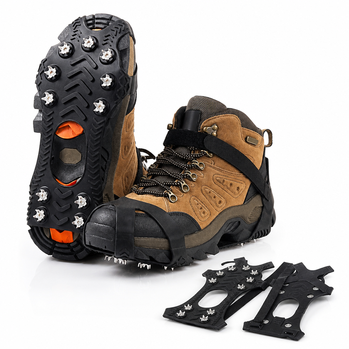 11-Spike Stainless Steel Ice Cleats with Velcro Strap