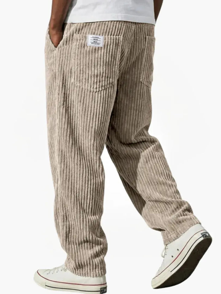 Men's Corduroy Wide-Leg Trousers with Patch Pocket