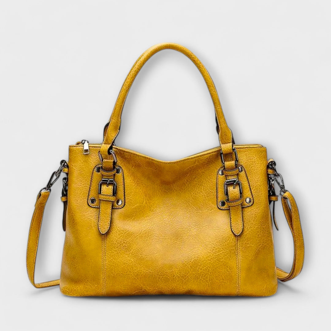 Women's Slouchy Tote Bag with Buckle Strap Detail