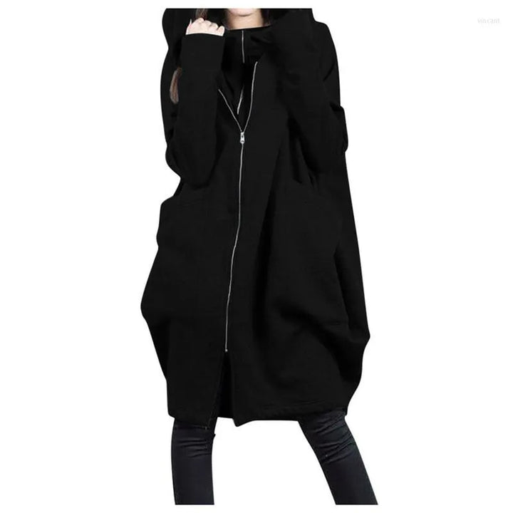 Women's Oversized Hooded Long Winter Coat with Full Zip