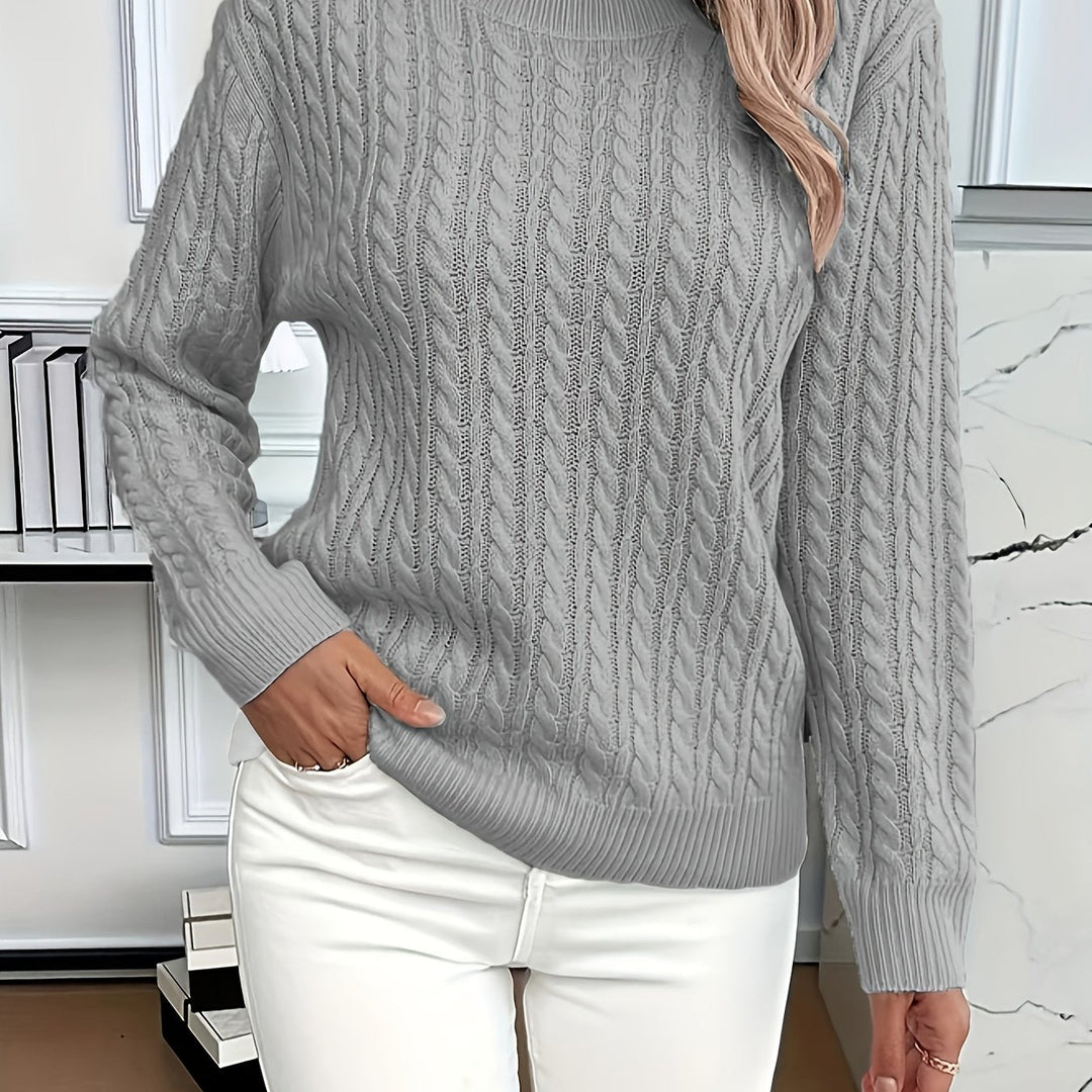 Women's Cable-Knit Round Neck Jumper Relaxed Fit