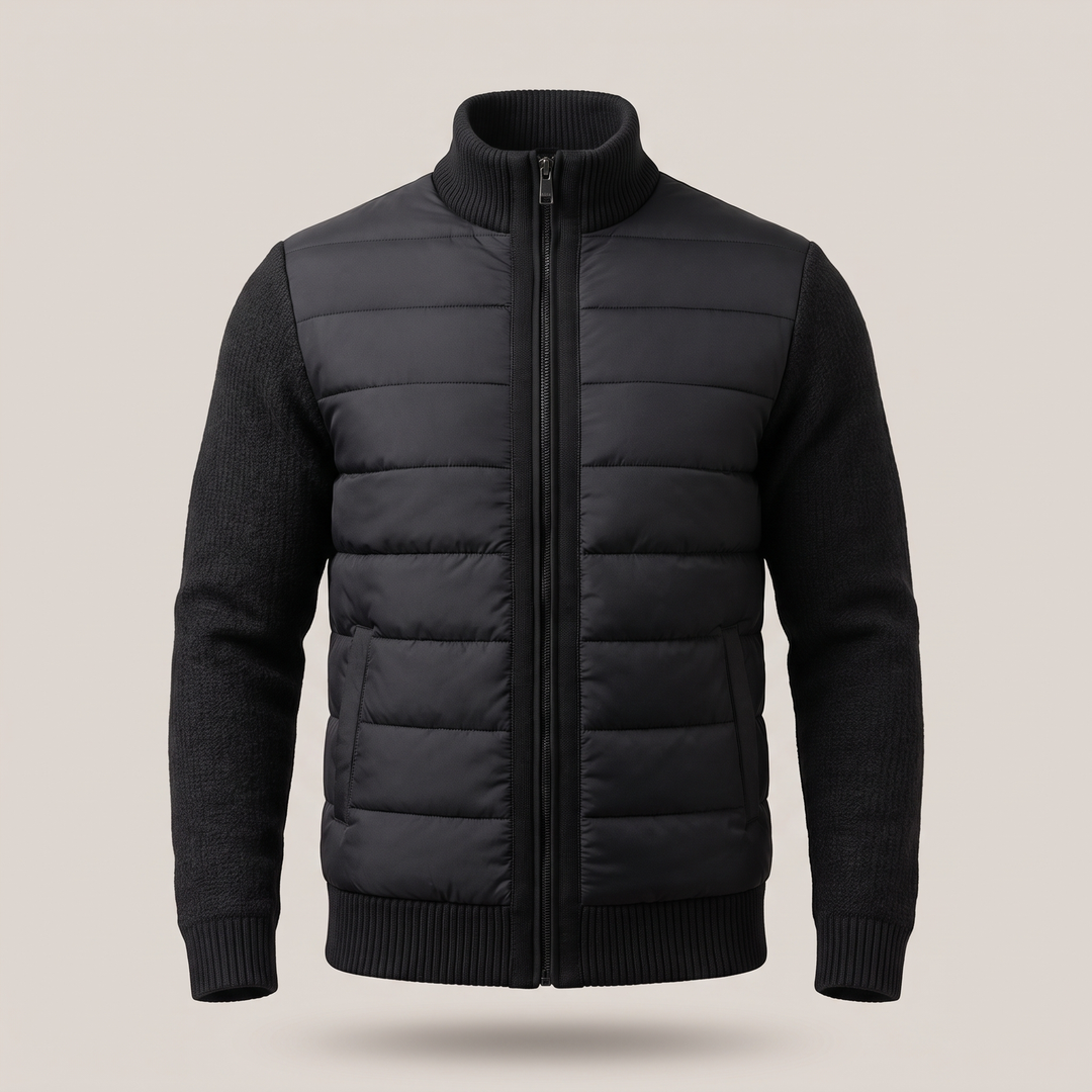 Men's Hybrid Puffer Jacket with Fleece Sleeves