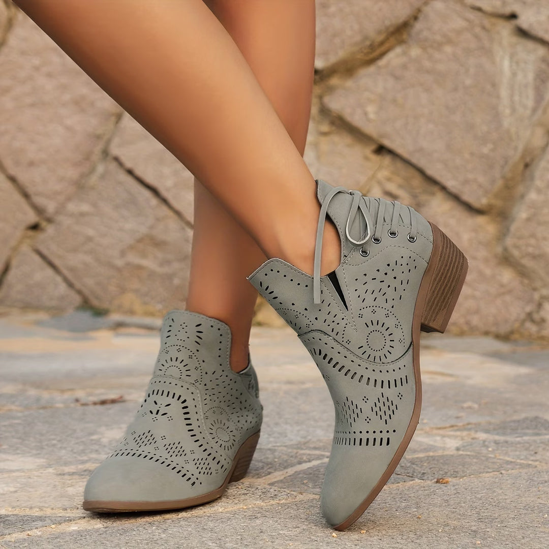 Bottines femme ajourées avec fermeture éclair latérale