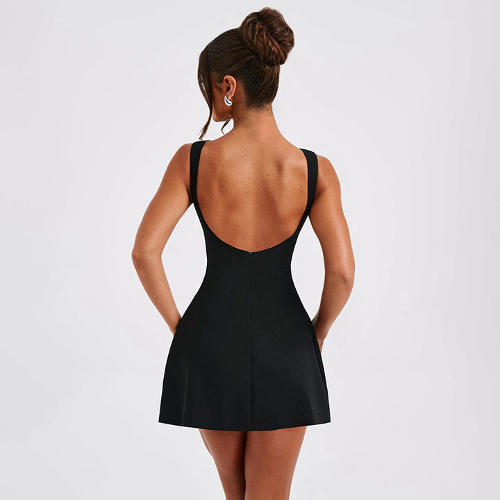 Women's Fit and Flare Mini Dress with Round Neck