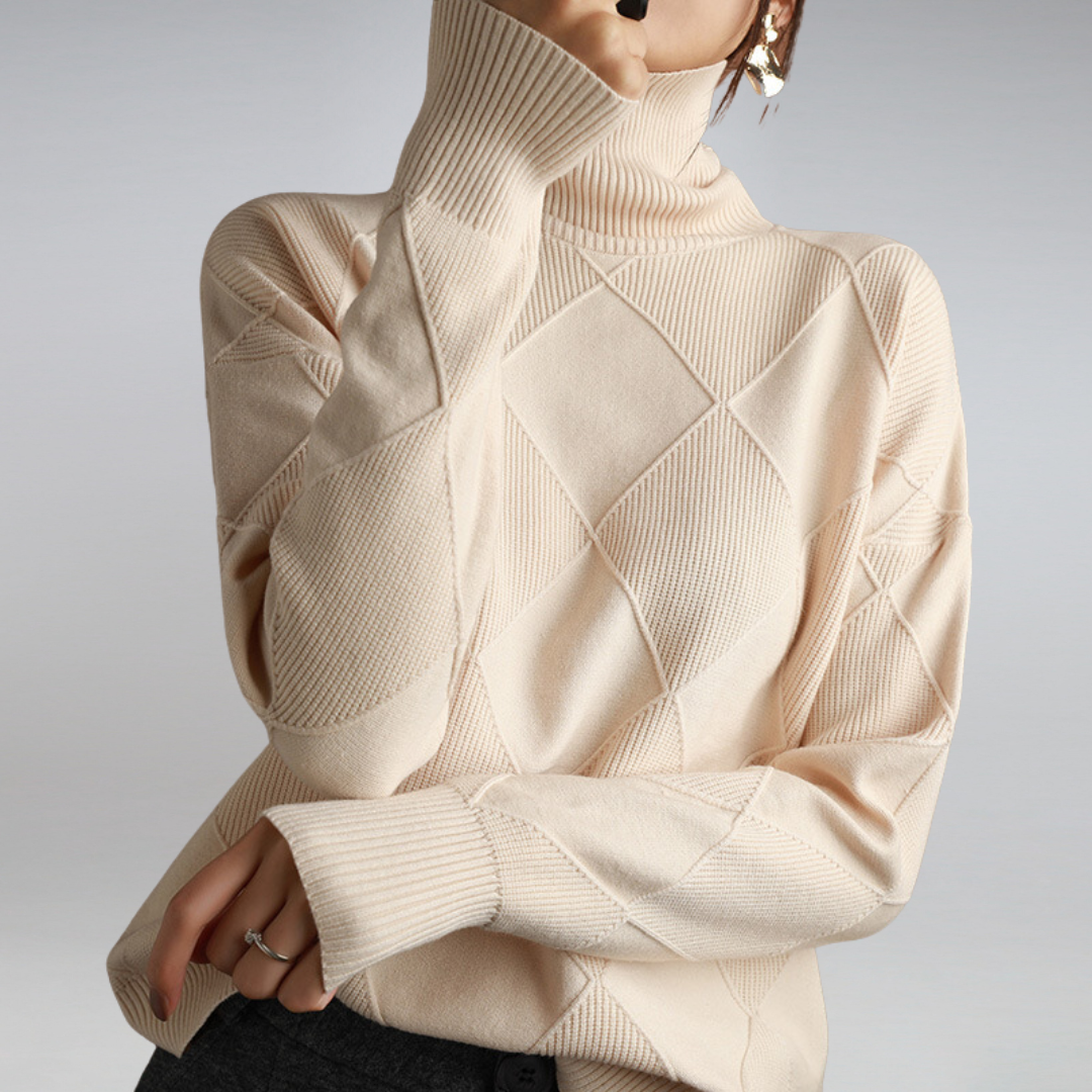 Women's Textured Roll Neck Knit Jumper