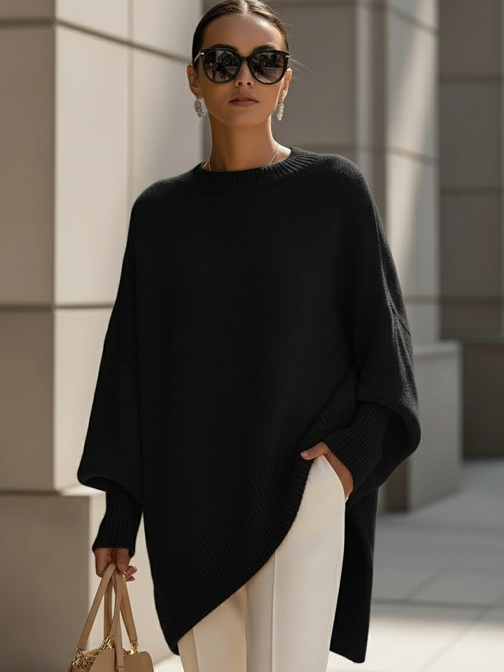 Pull oversize pour femme en mélange de laine avec ourlet asymétrique