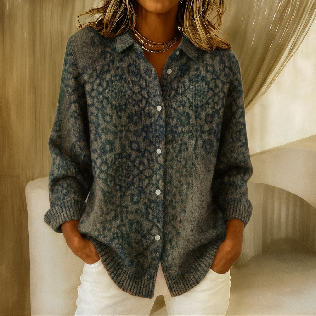 Women's Check Print Button-Front Cardigan