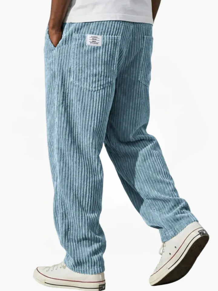 Men's Corduroy Wide-Leg Trousers with Patch Pocket
