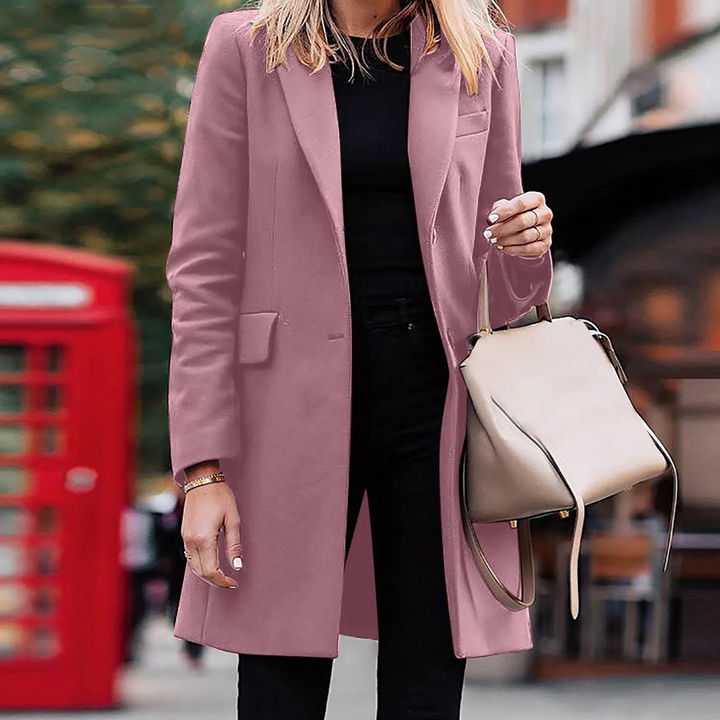 Women's Slim Fit Longline Blazer with Notch Lapel