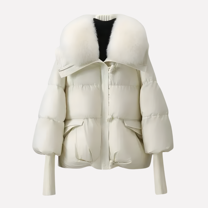 Women's Quilted Puffer Jacket with Faux Fur Collar