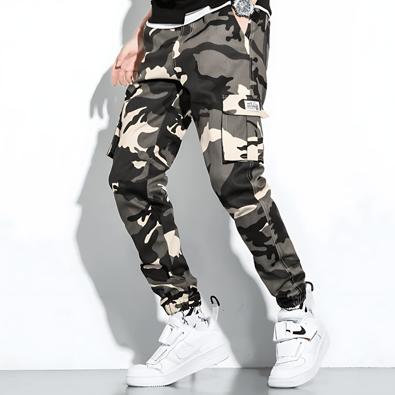Men's Camouflage Cargo Joggers with Cuffed Hem