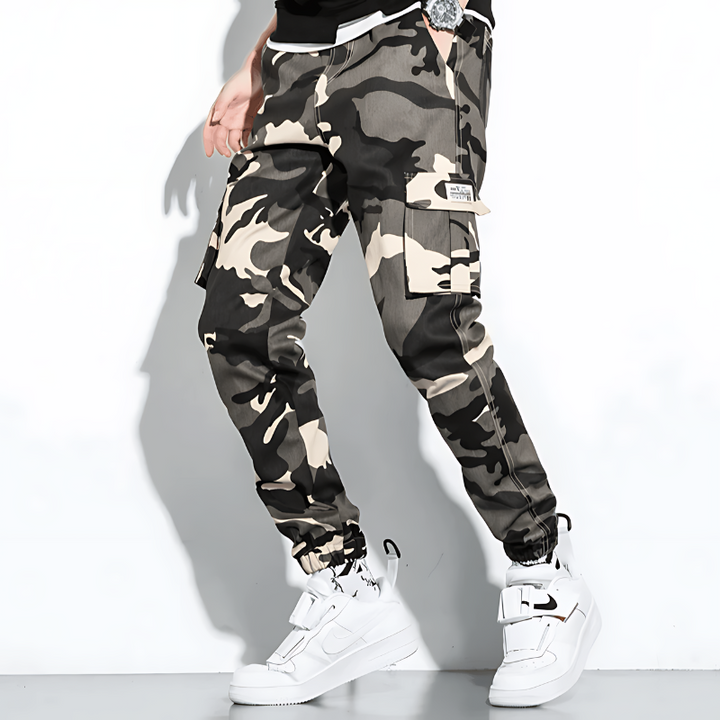 Men's Camouflage Cargo Joggers with Cuffed Hem