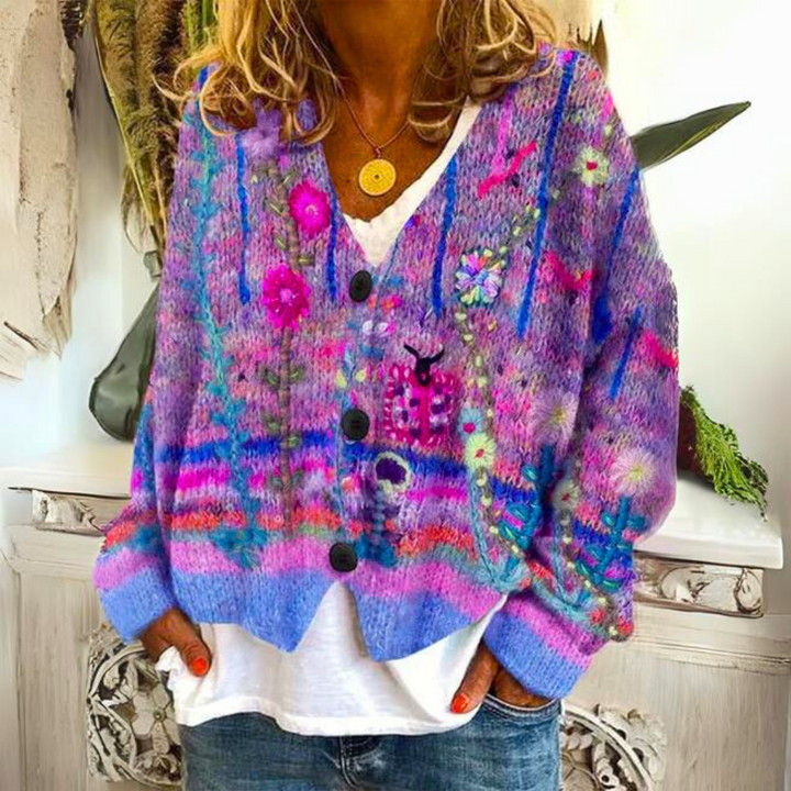 Women's Floral Embroidered Knit Cardigan