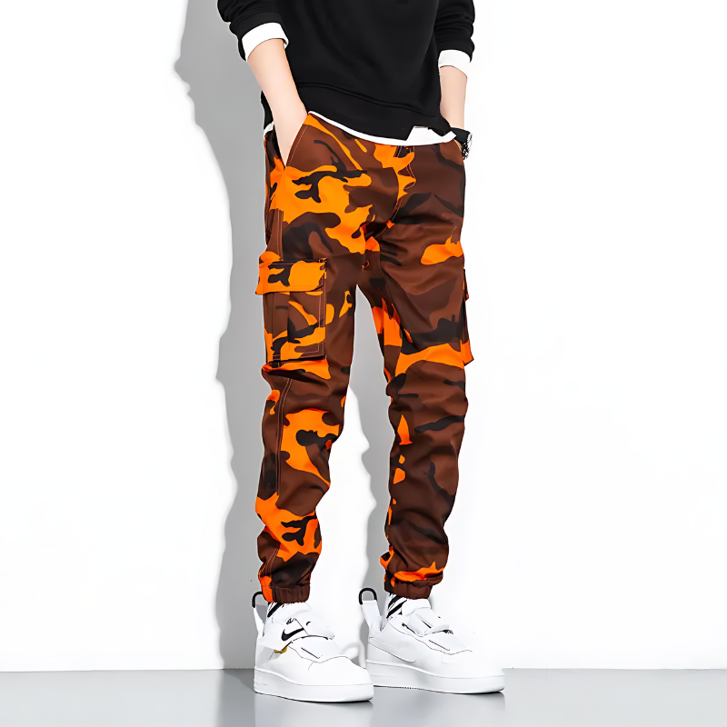 Men's Camouflage Cargo Joggers with Cuffed Hem