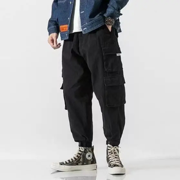 Men's Multi Pocket Cargo Trousers Tapered Fit