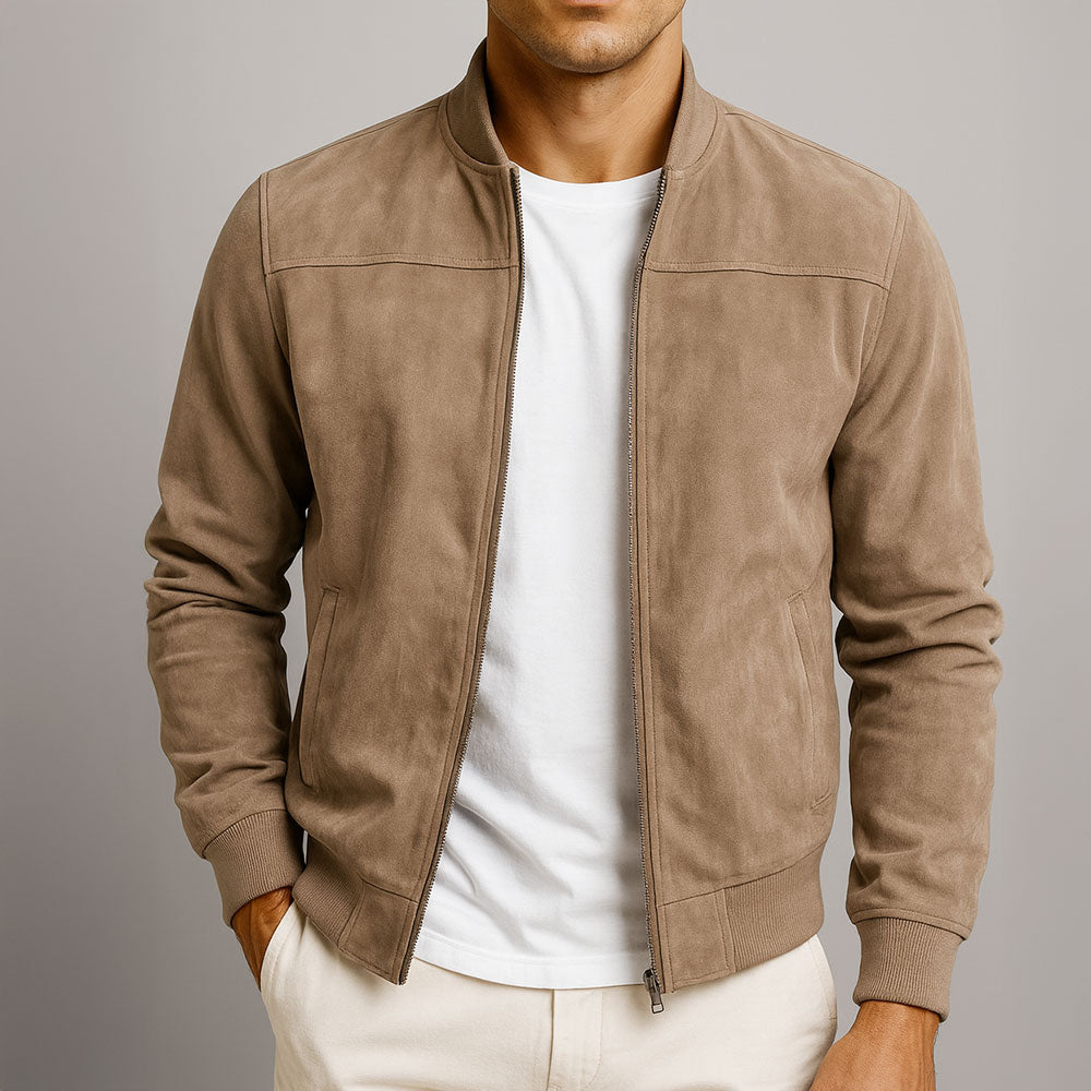 Men's Suede Bomber Jacket