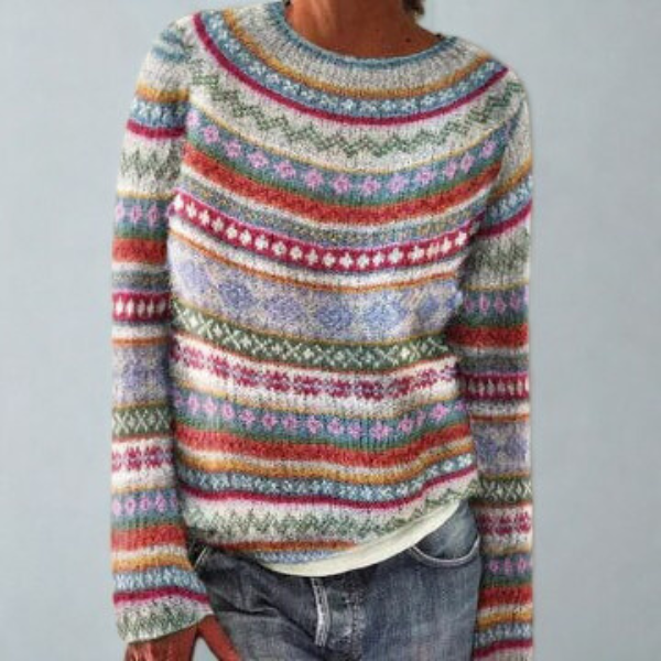 Pull pour femme à motif jacquard Fair Isle et coupe confortable
