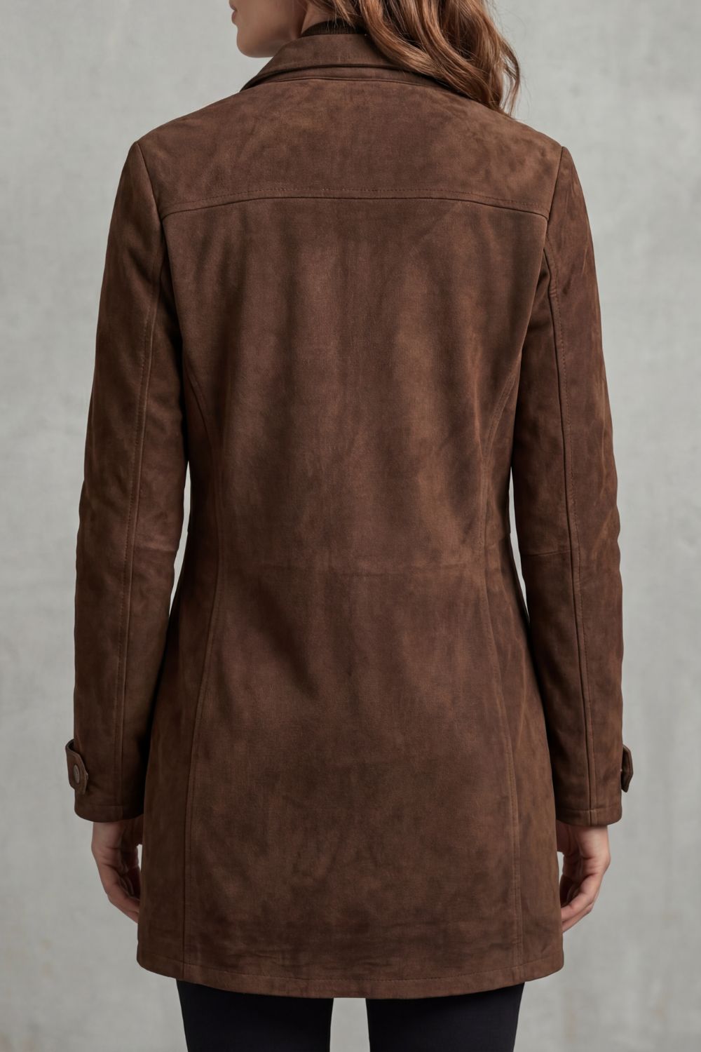Women's Suede Utility Jacket with Snap Button Front