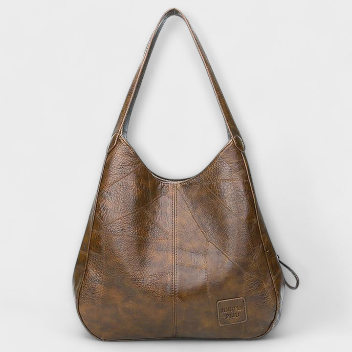 Women's Leather Hobo Shoulder Bag with Patchwork Design