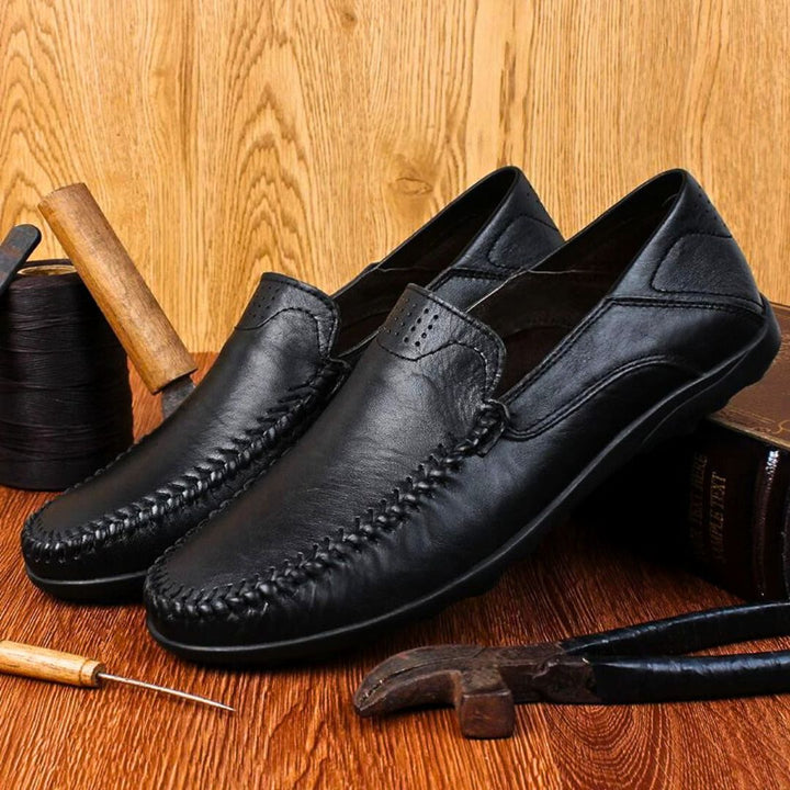 Men's Leather Moccasin Loafers with Flexible Sole