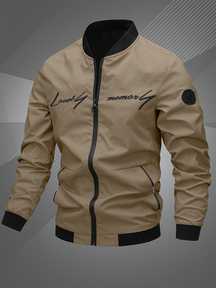 Men's Bomber Jacket with Stand Collar