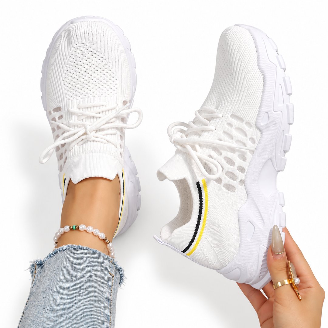 Women's Chunky Sole Knit Trainers with Lace-Up Front