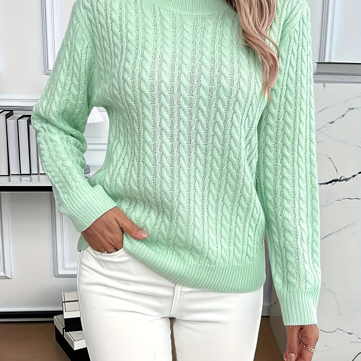 Women's Cable-Knit Round Neck Jumper Relaxed Fit