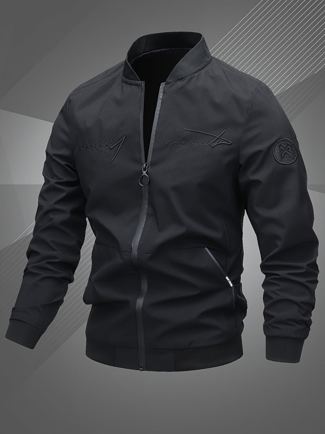 Men's Bomber Jacket with Stand Collar