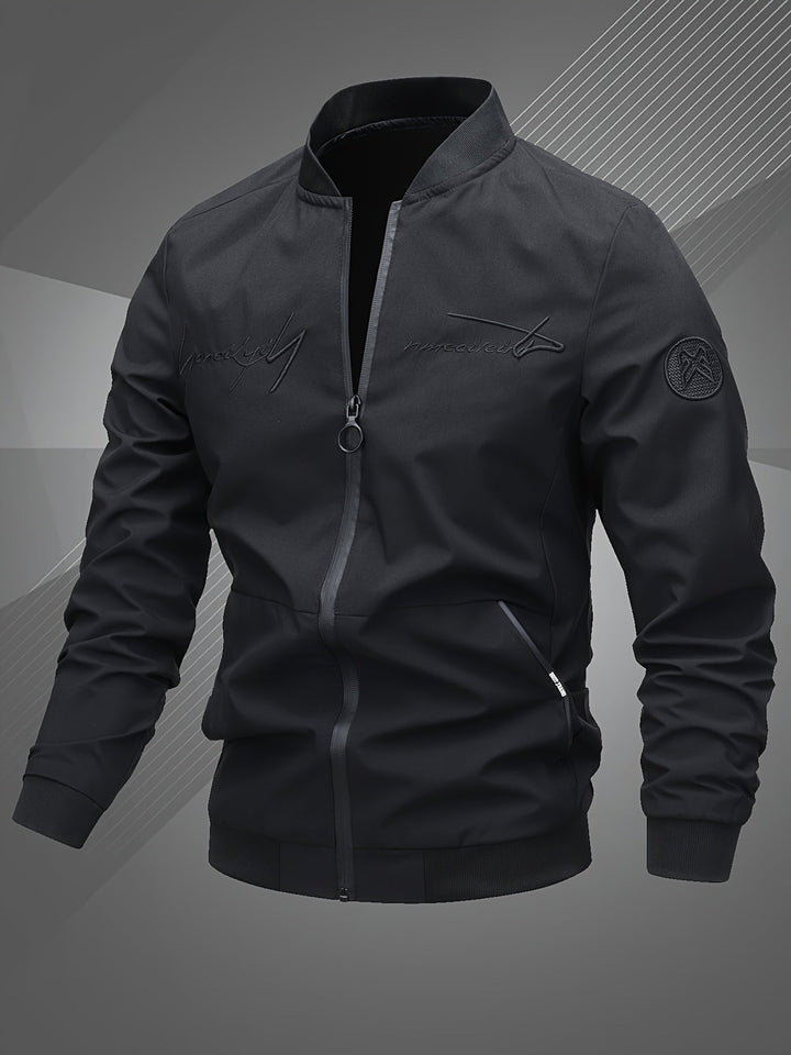 Men's Bomber Jacket with Stand Collar