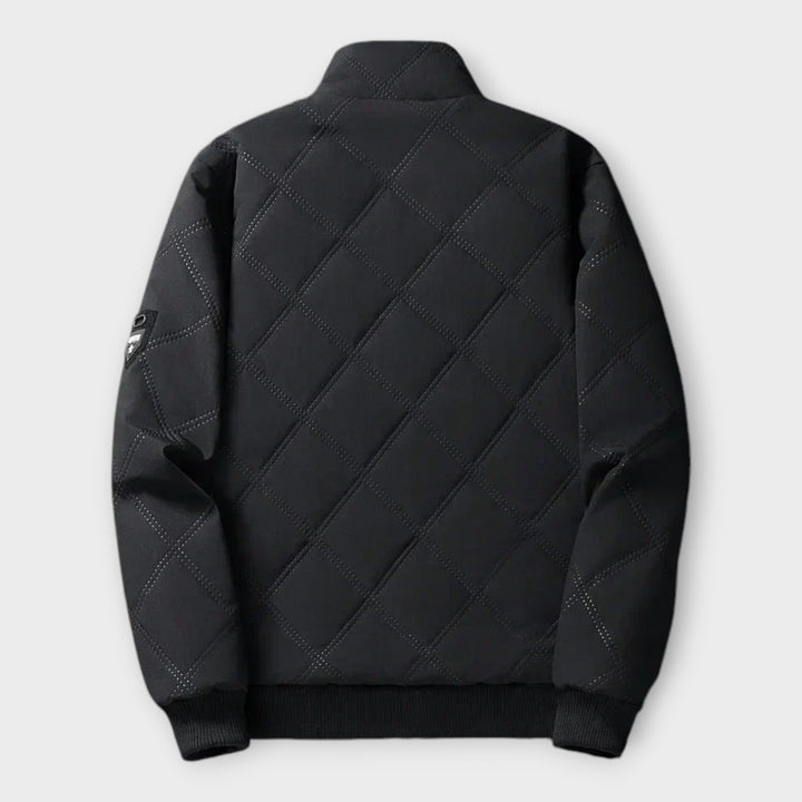 Men's Quilted Fleece-Lined Winter Jacket with Full Zip
