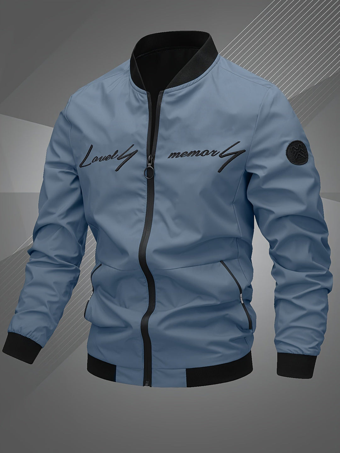 Men's Bomber Jacket with Stand Collar