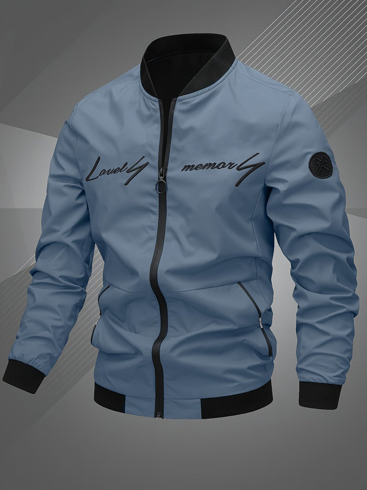 Men's Bomber Jacket with Stand Collar