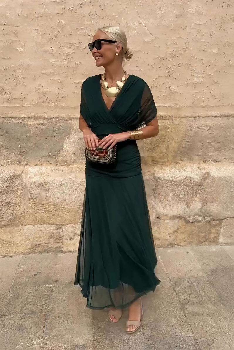Elegant V Neck Maxi Dress