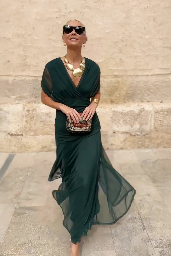 Elegant V Neck Maxi Dress