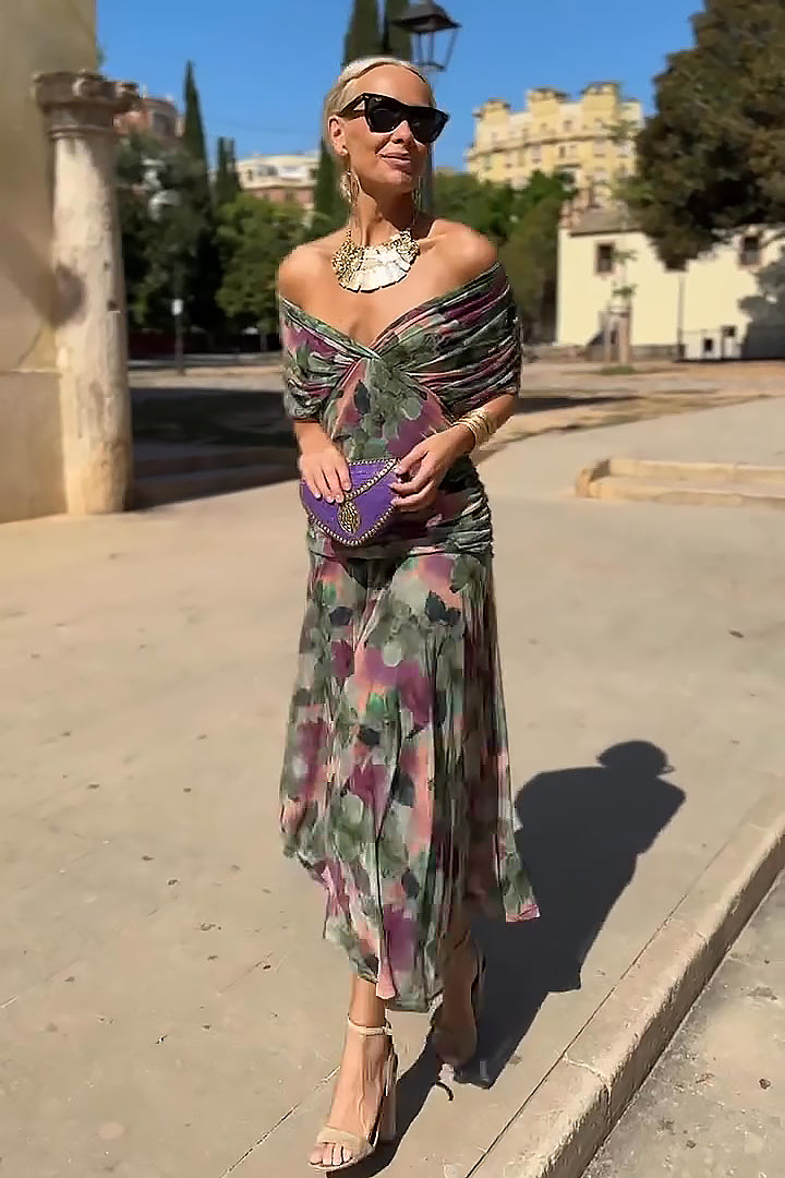 Elegant V Neck Maxi Dress
