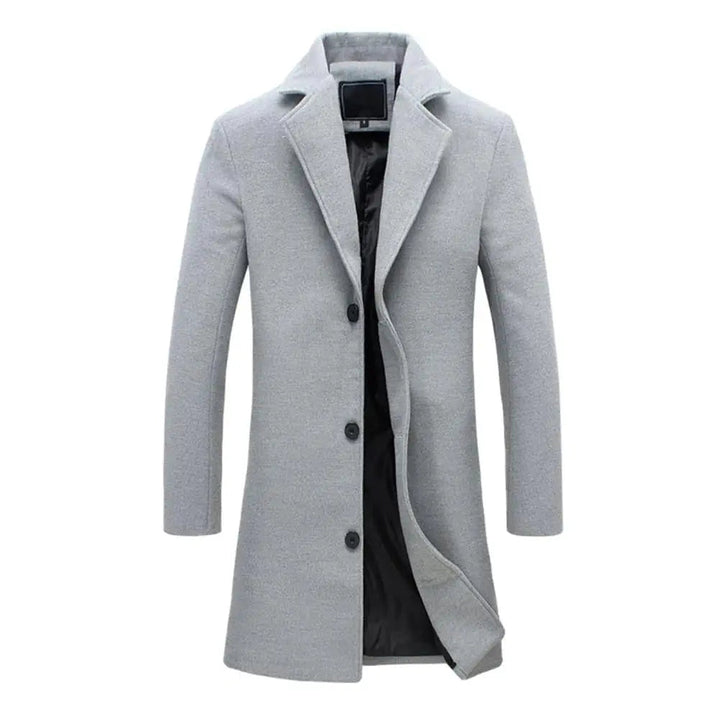 Men's Tailored Longline Trench Coat with Notch Lapel