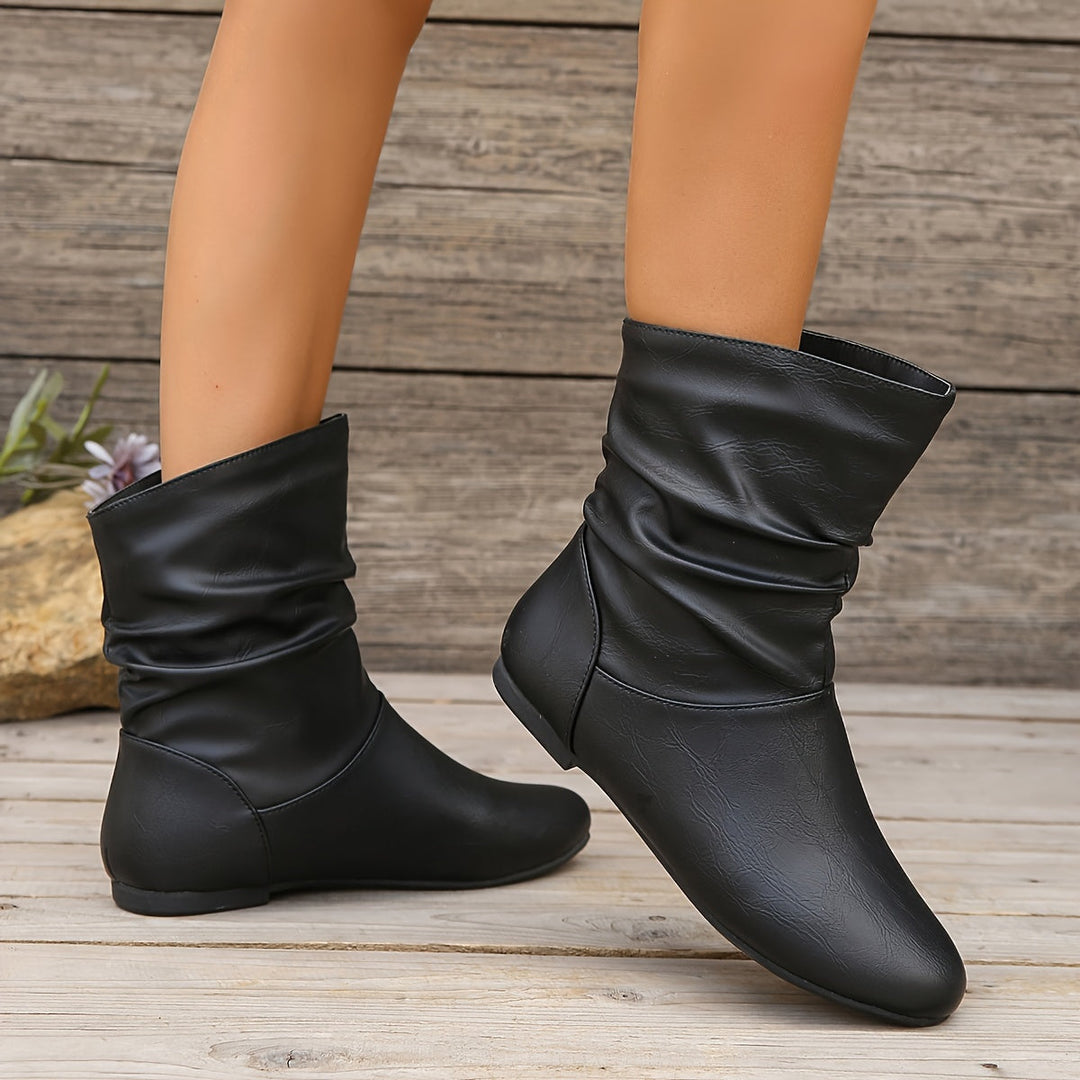 Women's Slouchy Slip-On Flat Ankle Boots