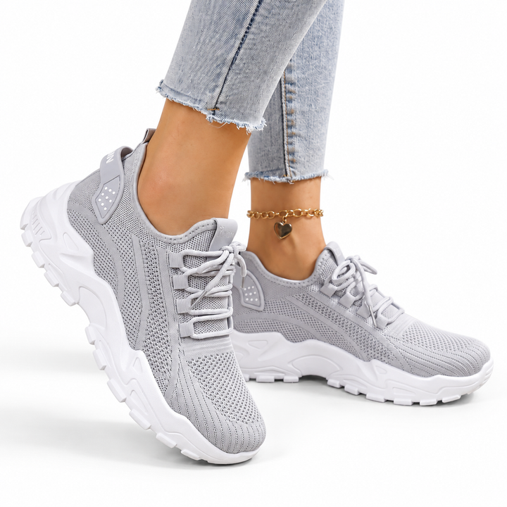 Women's Chunky Sole Knit Trainers with Lace-Up Front