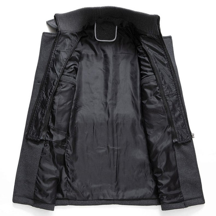 Trench-coat pour homme en laine mélangée avec col montant